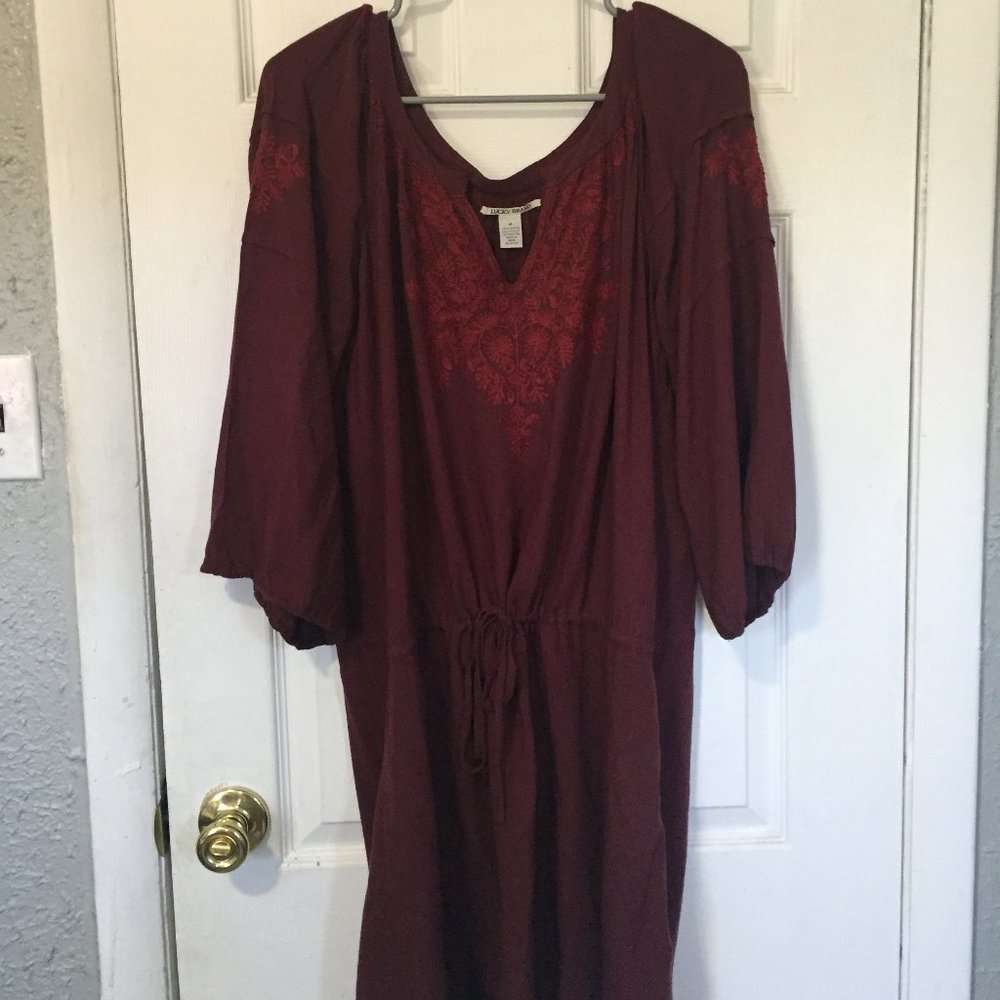 Lucky Brand Long-sleeved Tunic Dress w Embroidery